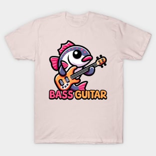 Bass Guitar! Cute Fish Guitar Pun Cartoon T-Shirt